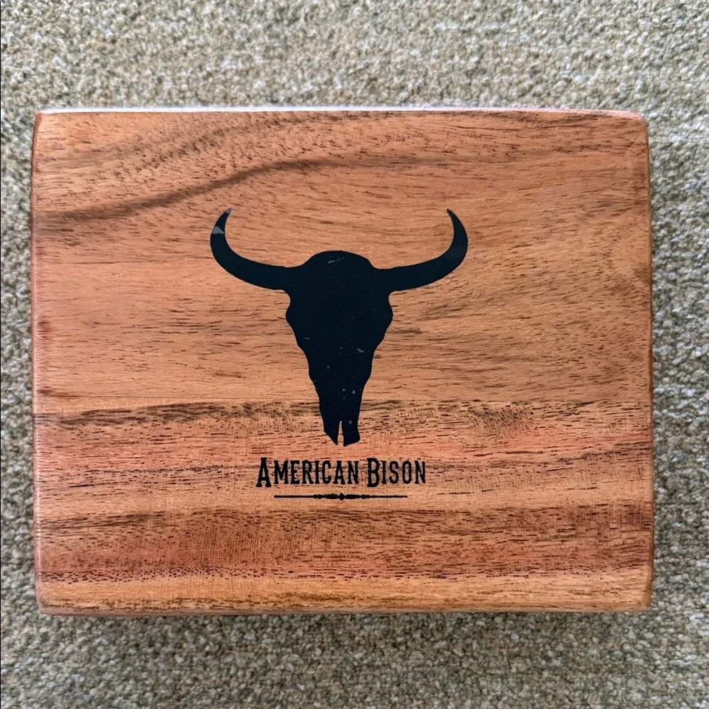 AMERICAN BISON GENUINE LEATHER BROWN MEN'S WALLET Tin Box NEW